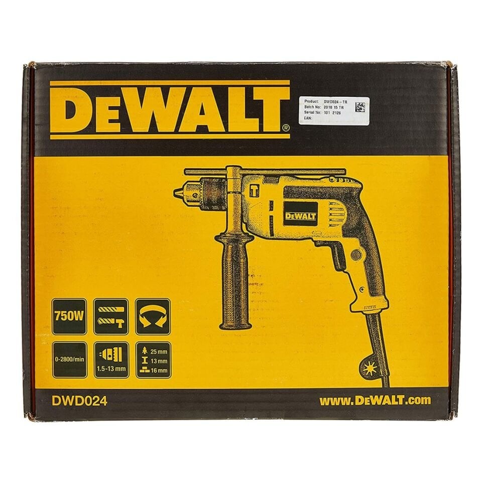 Dewalt DWD024 Darbeli Matkap 750 Watt 13mm (Karton Kutu)