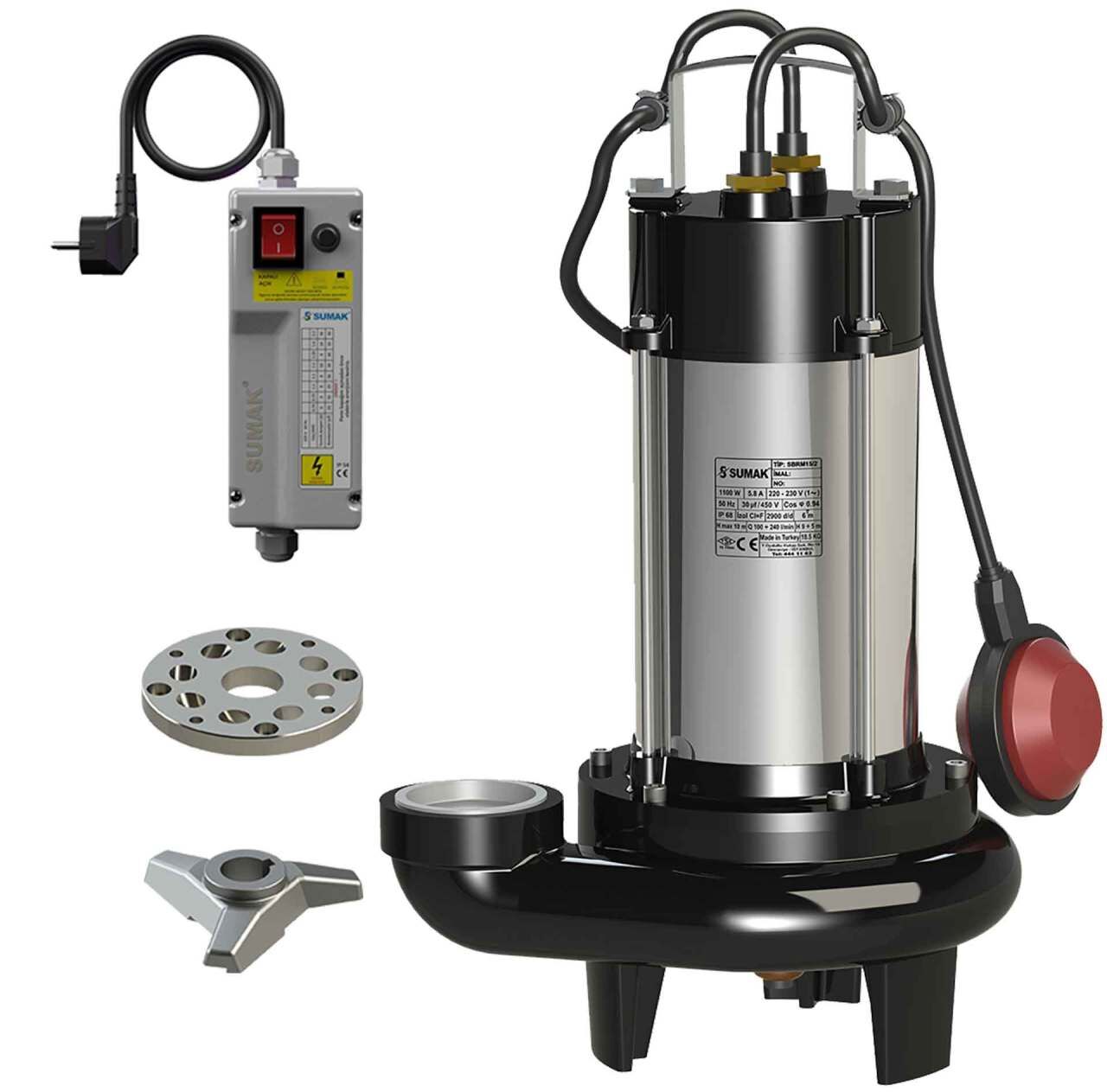 Sumak SBRM18/2 Foseptik Pompası Bıçaklı 1400 Watt