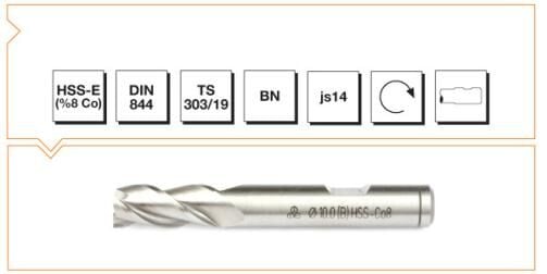 MTE  Parmak Freze M 10 Kısa Din 844