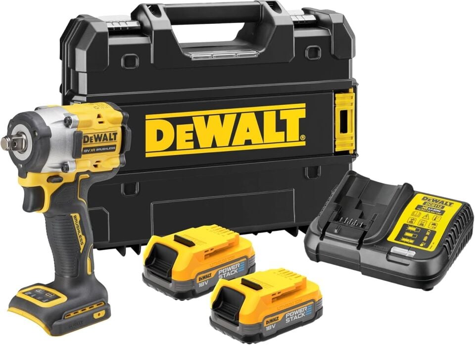 Dewalt DCF921E2T-QW Kömürsüz Power Stack Çift Akülü  Somun Sıkma 18V 1,7 Ah 406Nm