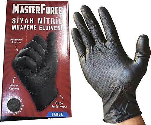Has-Pet Masterforce Siyah Nitril Eldiven Pudrasız (XL) 50'li