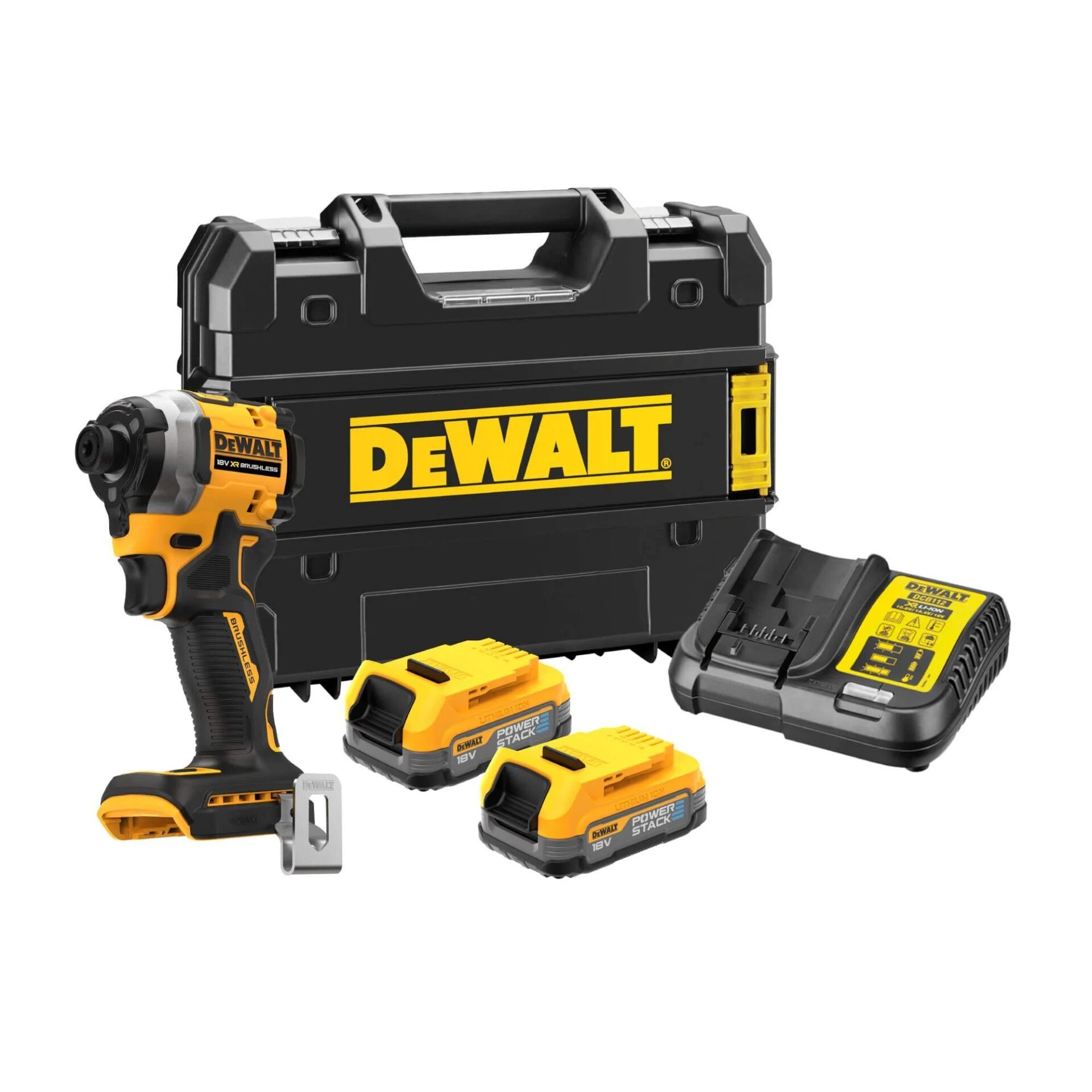 Dewalt DCF850E2T-QW Kömürsüz Power Stack Çift Akülü  Darbeli Tornavida 18V 1,7 Ah 206Nm