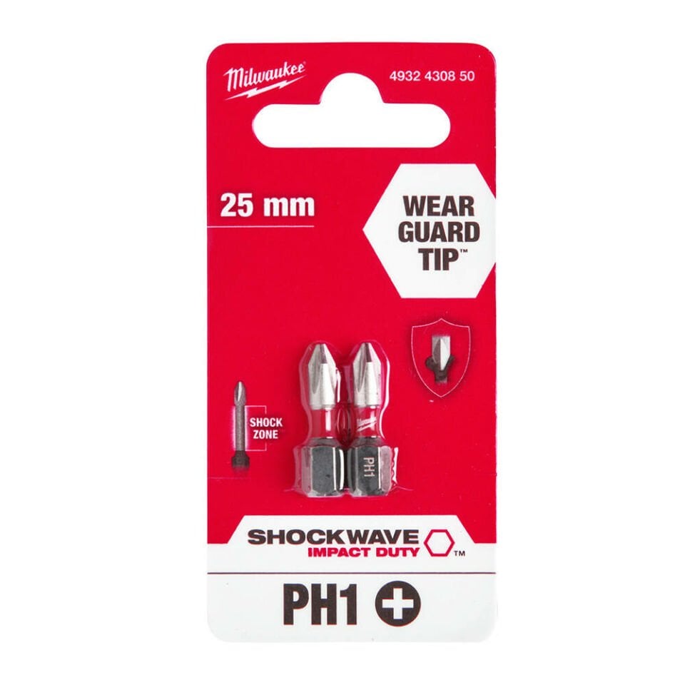 Milwaukee T4932430850 Bits Uç Ph1x25 Mm 2Lİ Impact