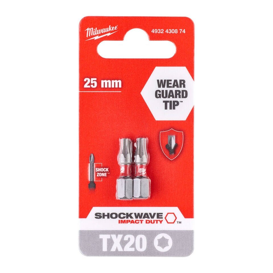 Milwaukee T4932430874 Bits Uç Tx20 25 Mm 2Lİ Shockwave
