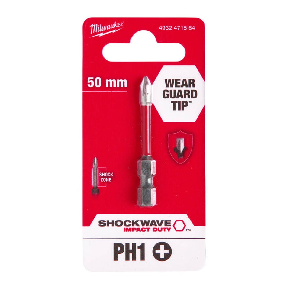 Milwaukee T4932471564 Bits Uç Ph1x50 Mm 1Lİ Shockwave