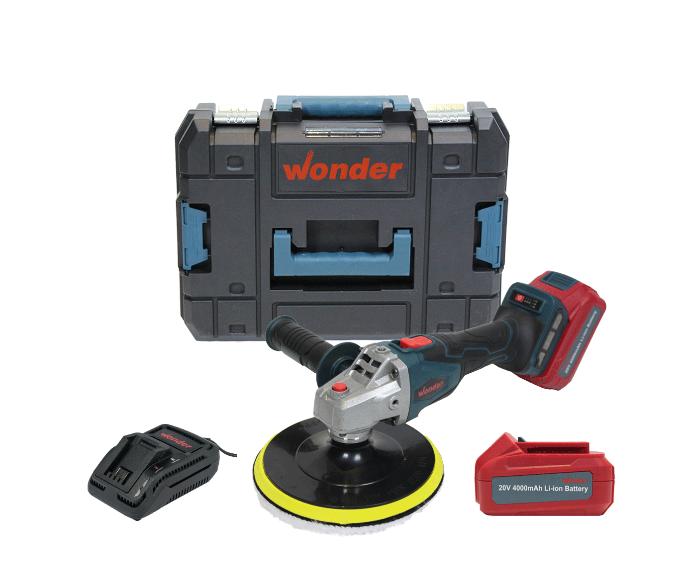 Wonder WAZ10S 20V 4.0Ah Li-ion Çift Akülü Kömürsüz Polisaj 180Mm