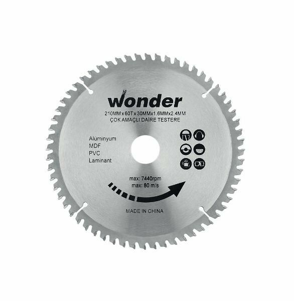 Wonder Daire Testeresi Alüminyum   250x30x 80 Diş