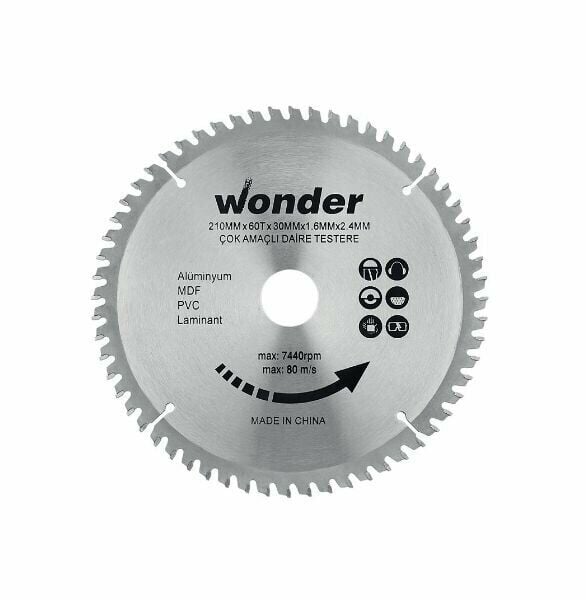 Wonder Daire Testeresi Alüminyum   250x30x 80 Diş