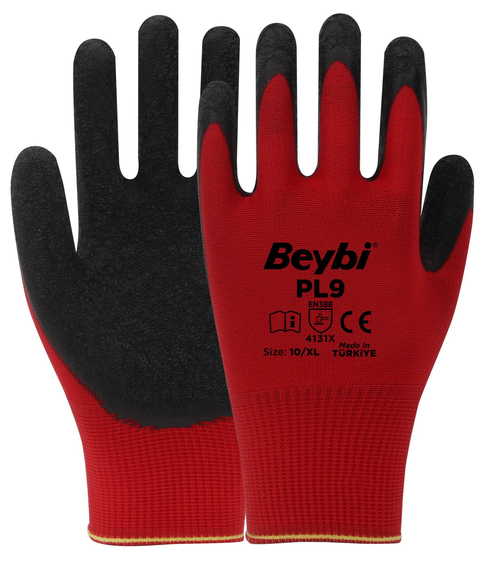 Beybi PL9 Polyester Örgü Tırtıklı Lateks Kaplı Siyah-Beyaz No:9