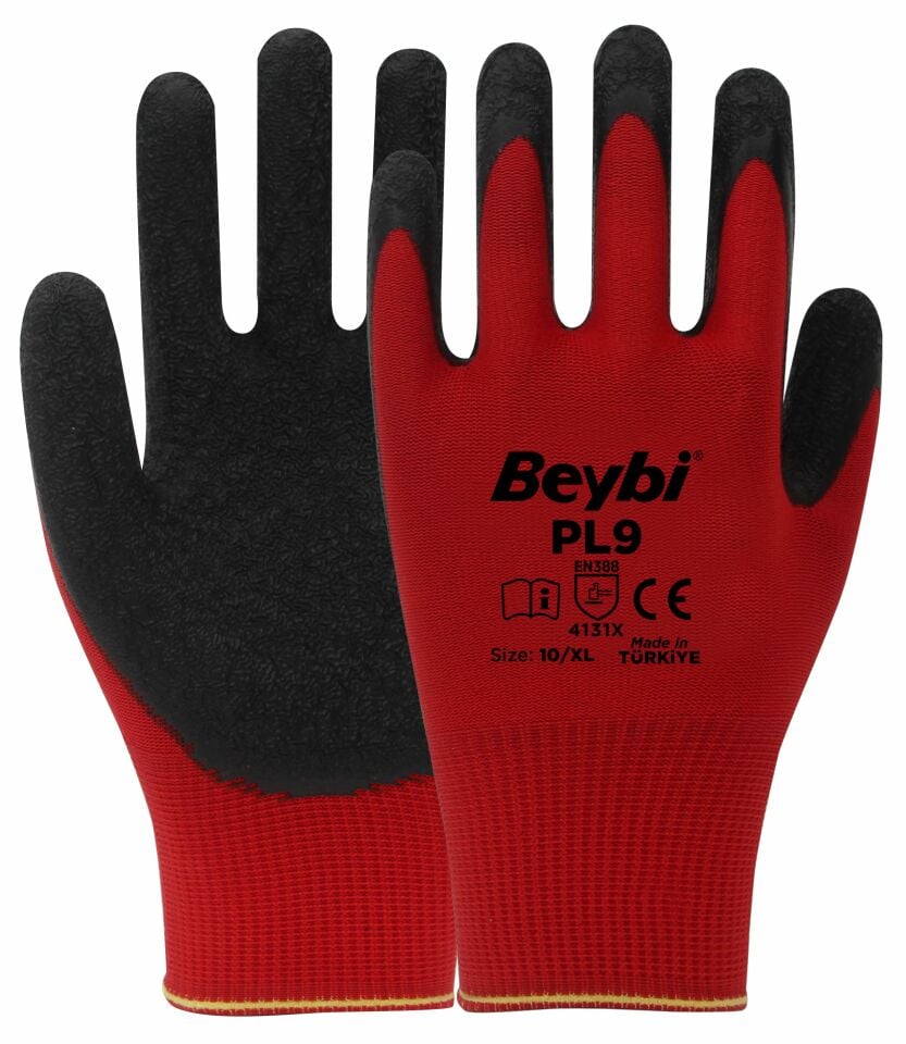 Beybi PL9 Polyester Örgü Tırtıklı Lateks Kaplı Siyah-Beyaz No:9