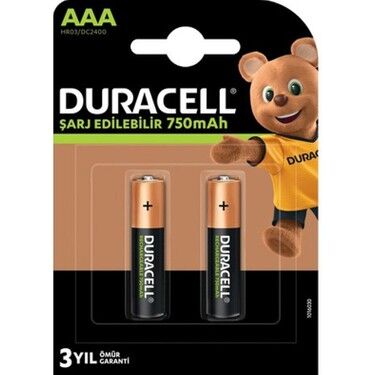 Duracell AAA 750 Mah Şarjlı İnce Pil 2'li