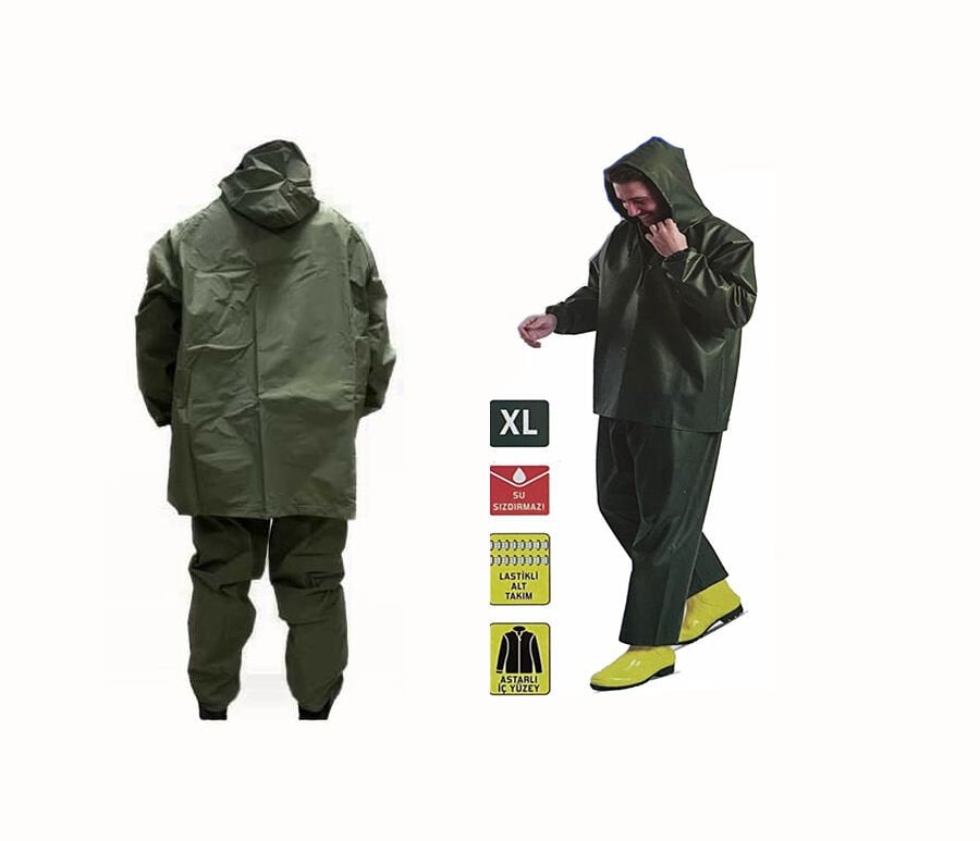 Tyson Balıkçı Takım Yağmurluk Haki Yeşil (Bel Lastikli)