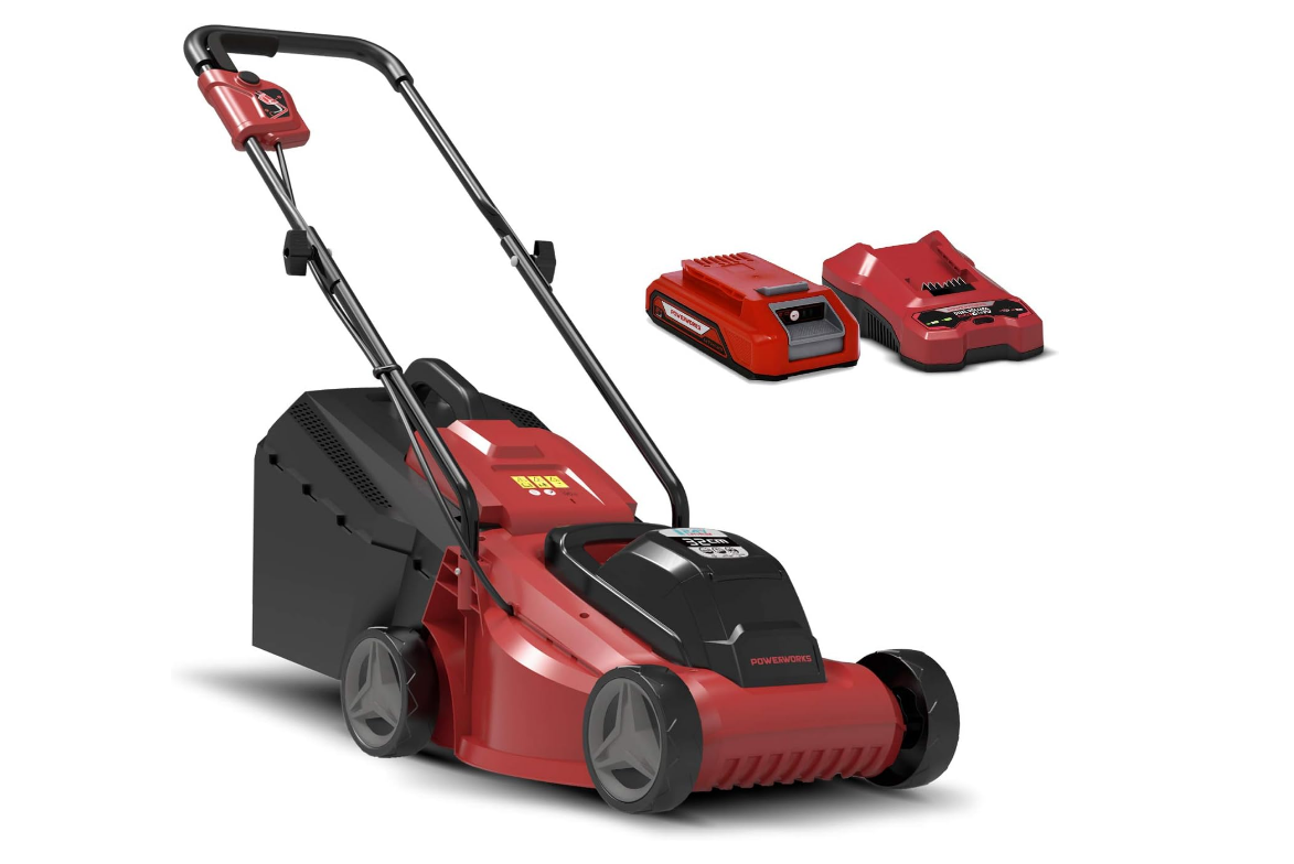 Powerworks P24M32K2 Akülü Çim Biçme Makinesi 24V-4Ah Tek Akü 32 cm