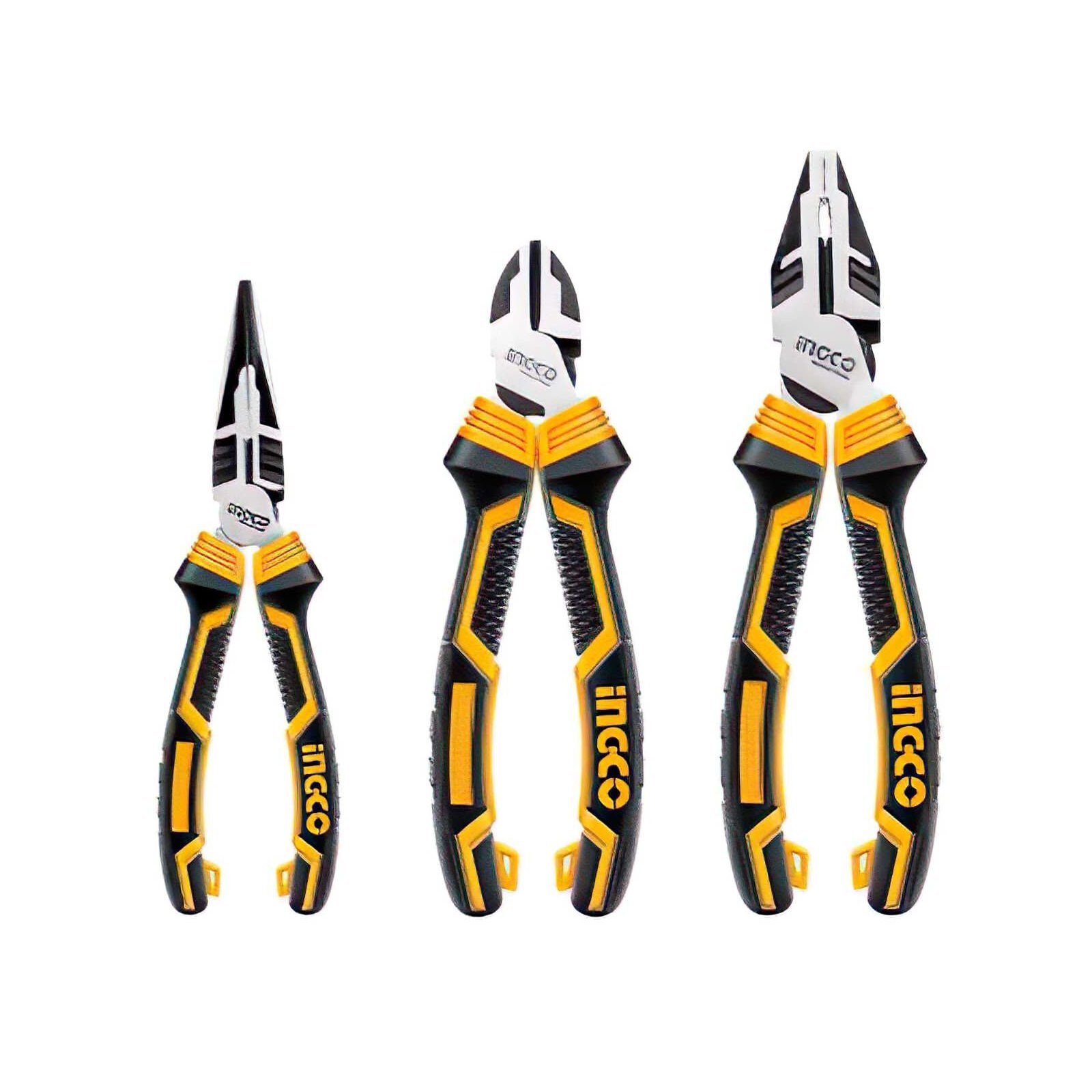 İNGCO HKHLPS2831 Profesyonel 3'lü Set Pense , Yan Keski , Karga Burun