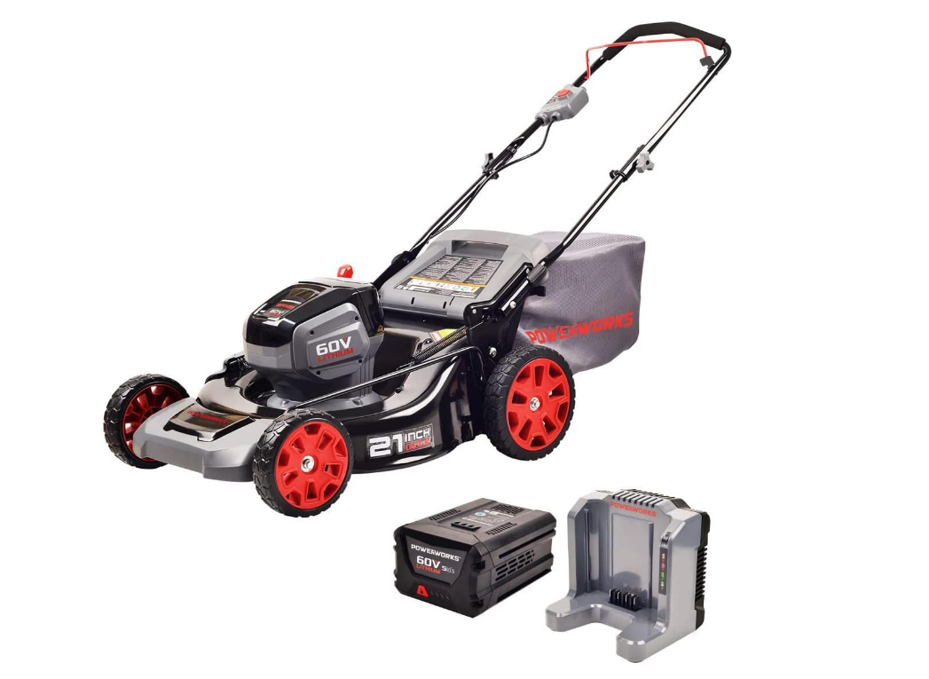 Powerworks PD60LM Akülü Çim Biçme Makinası 46 HP 60V-4Ah Tek Akü 46cm
