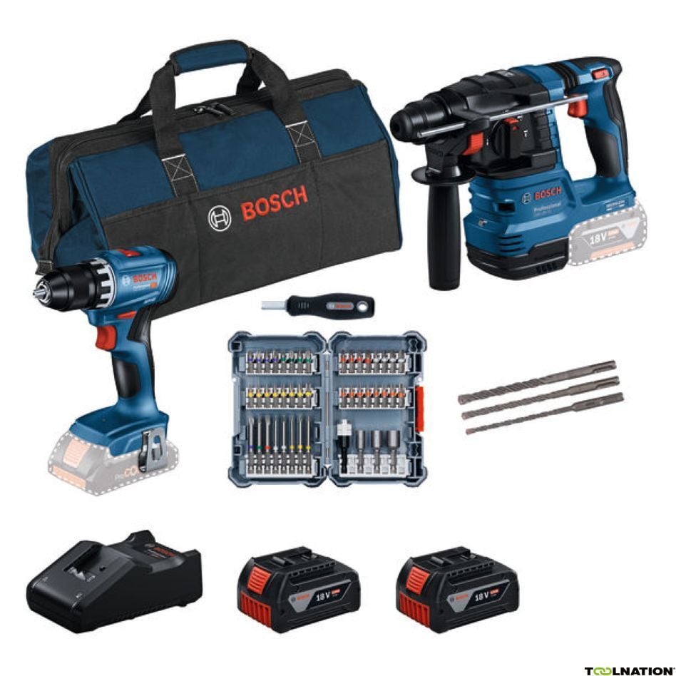 Bosch Gsr 18V-45 Akülü Vidalama + Gbh 18V-22 Kırıcı Delici 2 x 4 Ah Akülü Kombo Set 0615V0003D