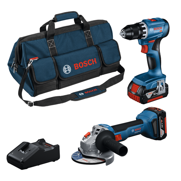 Bosch GSR 18V-45 Vidalama + GWS 18V-8 Taşlama + 2x 4.0Ah Akü + Çanta 2 Lİ Set