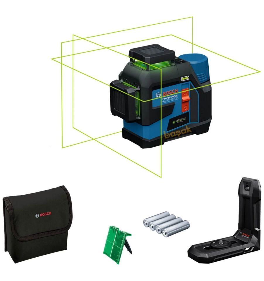 Bosch GLL 12V-100-33 CG AA Pilli 3x360° Yeşil Çizgi Lazeri