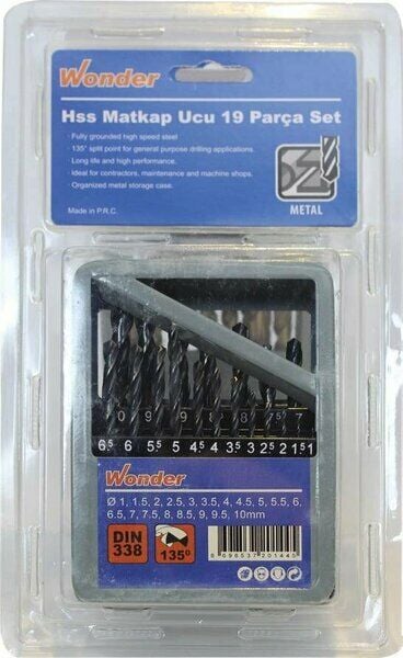 Wonder HSS Blisterli Metal Matkap Ucu 19 Parça Set 1-10mm
