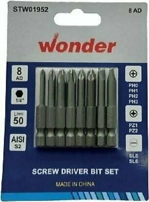 Wonder Düz Yıldız Pozi  Bits Uç Seti 25-50Mm 6 Lı (SL6,PH2,PZ2)