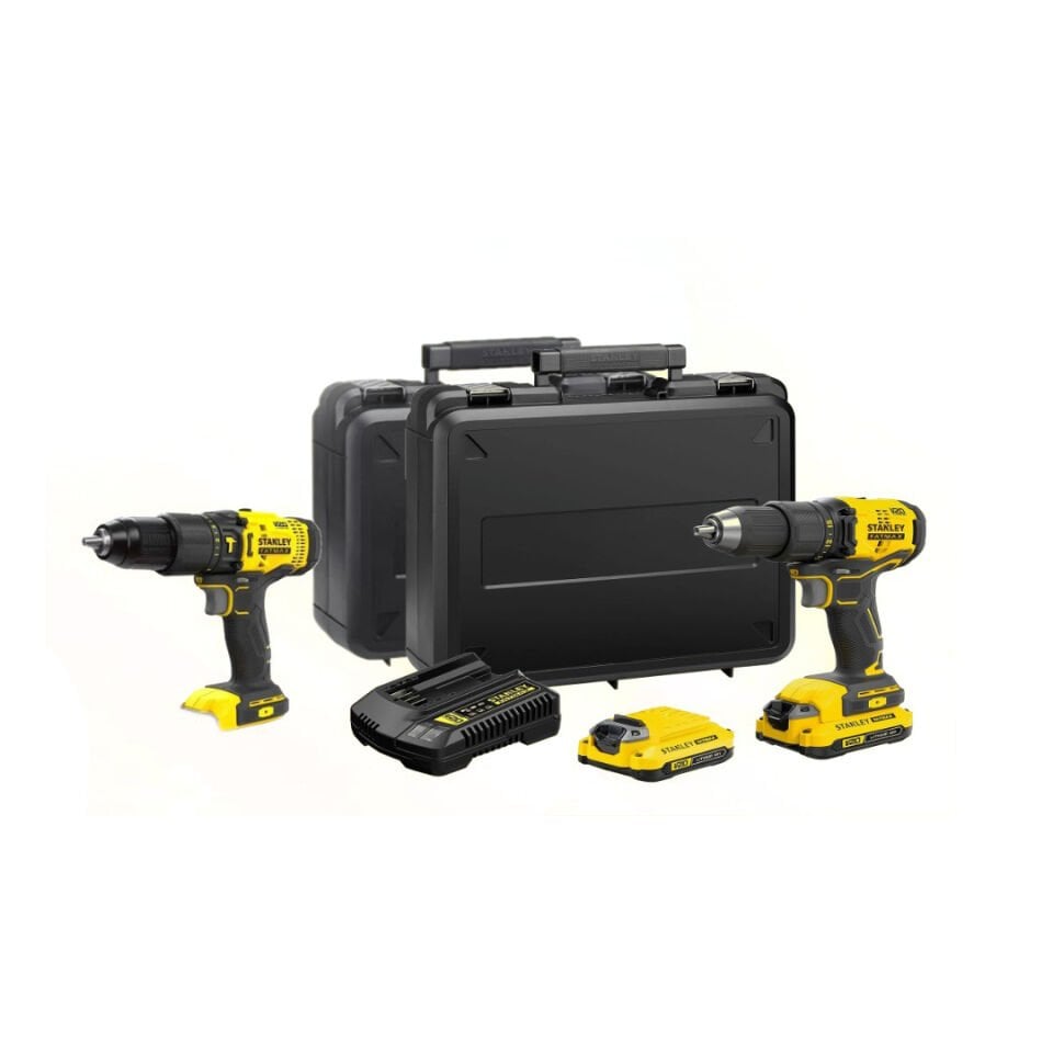 Stanley SCD718D2K Şarjlı Darbeli Matkab + 718B-TR şarjlı Matkap Set 50Nm tork