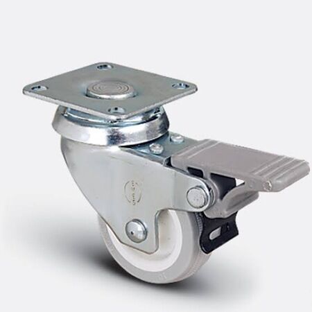 LBF01 TPW 050 Civatalı Teker Gri-Beyaz Frenli 50mm