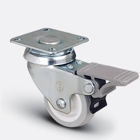 LBF01 TPW 050 Civatalı Teker Gri-Beyaz Frenli 50mm