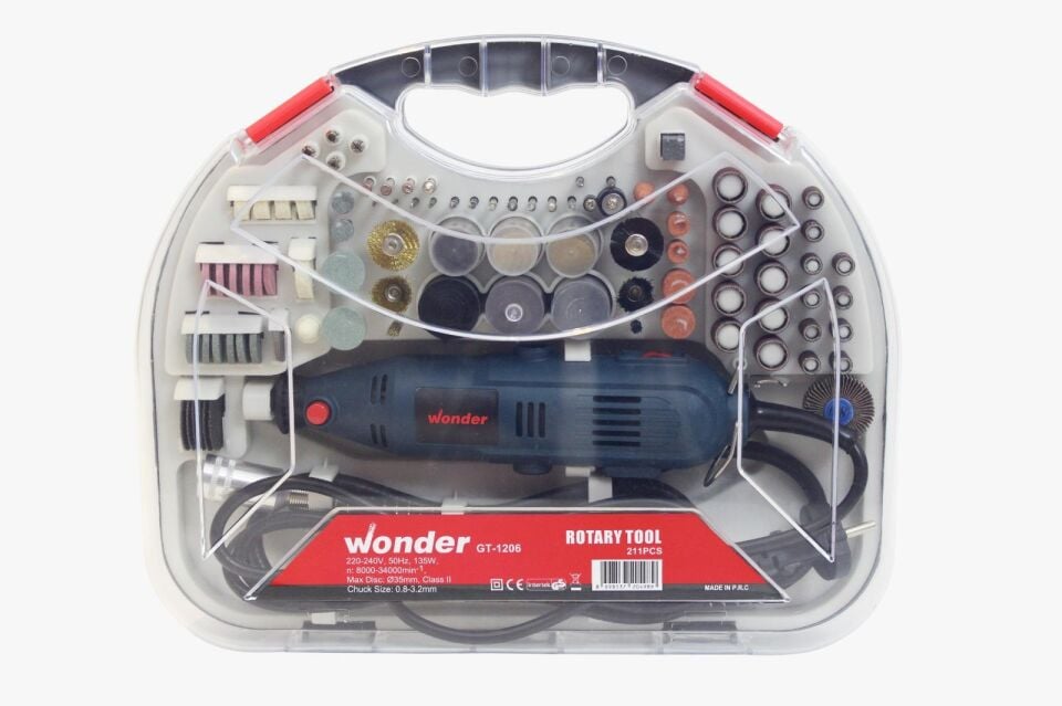 Wonder GT-1206  Gravür Taşlama 211 Parça Set 135W