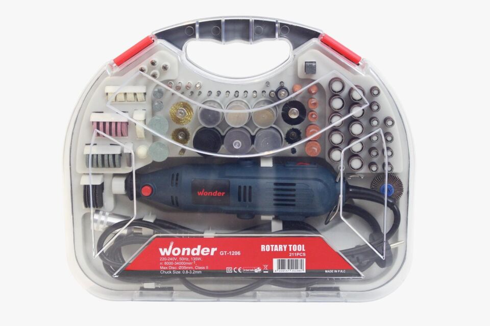 Wonder GT-1206  Gravür Taşlama 211 Parça Set 135W