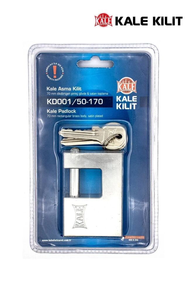 Kale Asma Kilit Kayar Milli Pirinç Saten 70mm