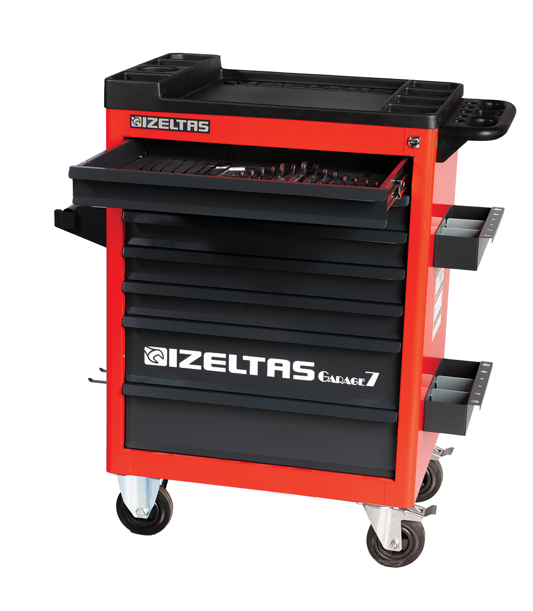 İzeltaş 7 Çekmeceli Garaj Mobil Takım Dolabı Kırmızı (Dolu-139)