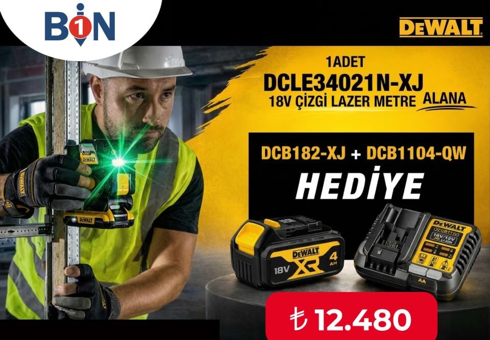 Dewalt DCLE34021  Otomatik Lazer Hizalama Yeşil ( Kapmanya Dahilinde 4 Ah Akü ve Şarj Cihazı Hediye)