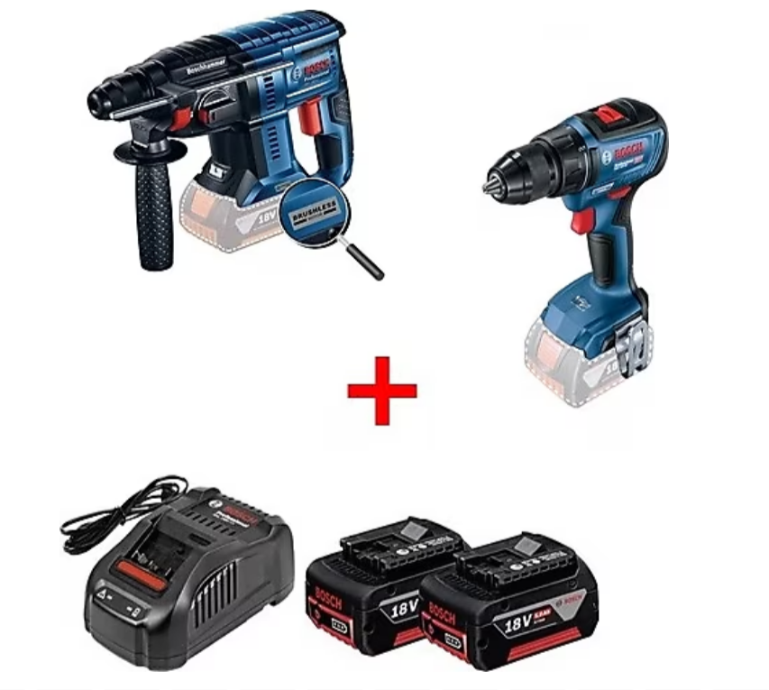 Bosch GBH 180-Li Kırıcı-Delici + GSR 185-Lİ Vidalama 18 V 2x4 Ah Akülü El Aletleri Seti