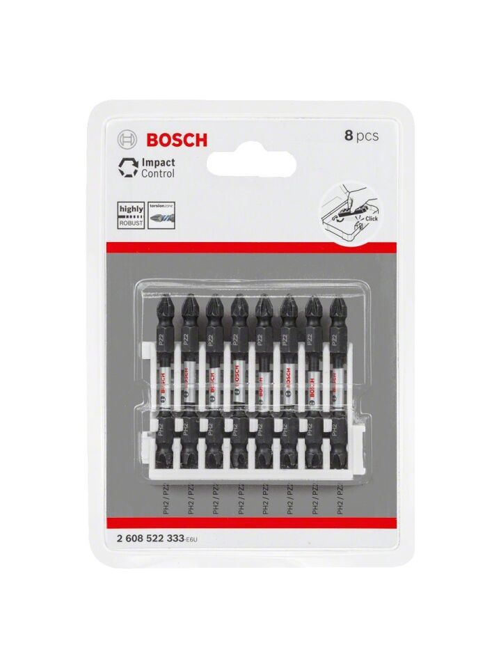 Bosch Impact Control Vidalama Çift Uç PH2-PZ2x65 8'li