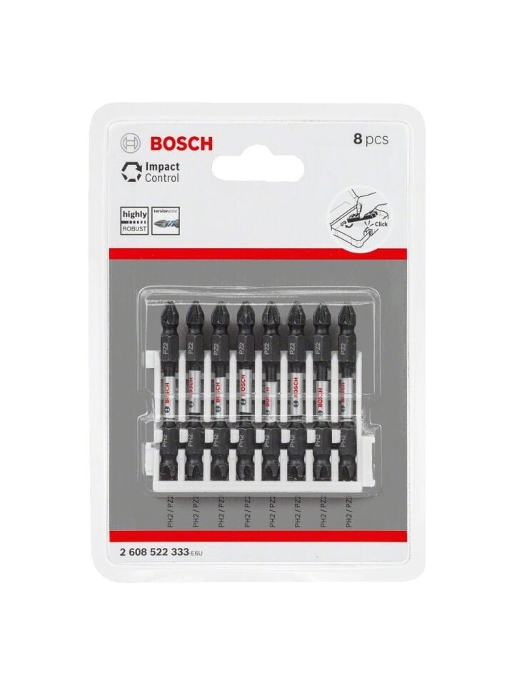 Bosch Impact Control Bits Vidalama Çift Uç PH2-PZ2x65 8'li