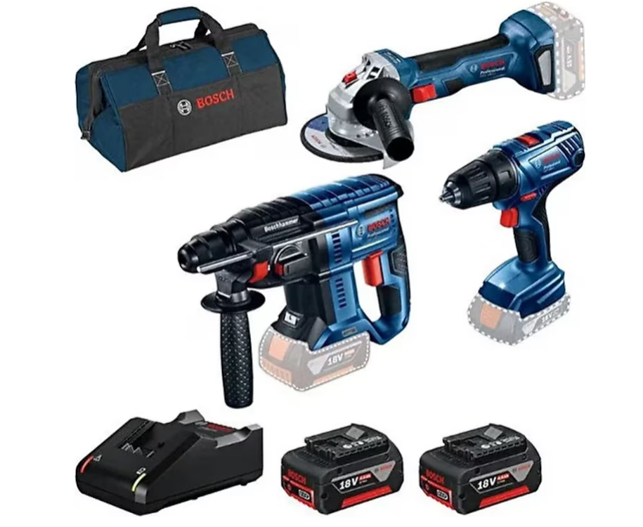 Bosch GBH 180 + GSR 180 + GWS 180 Akülü Taşlama - Matkap - Hilti 3'lü Set