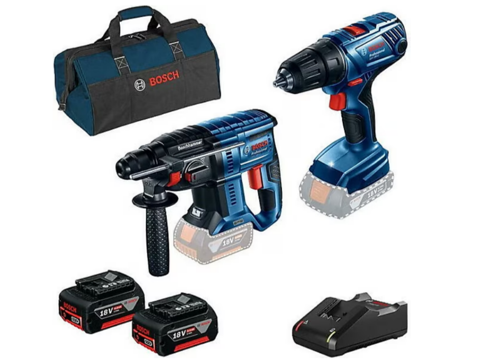Bosch GBH 180 Kırıcı Delici + GSR 180 Vidalama 2'li Set 2x4.0ah Akü + Çanta