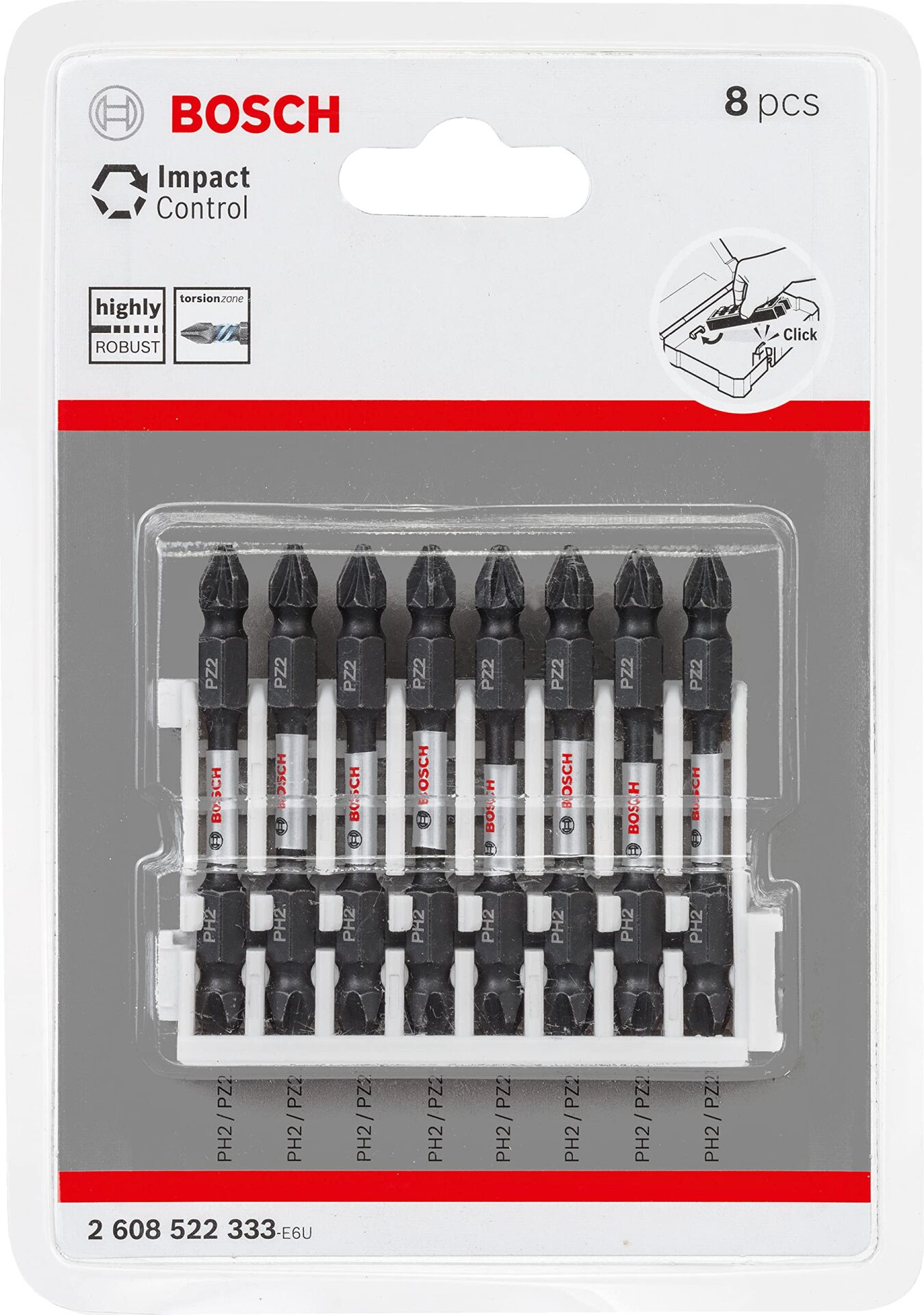 Bosch Impact Control Bits Vidalama Çift Uç PZ2x65mm 8'li