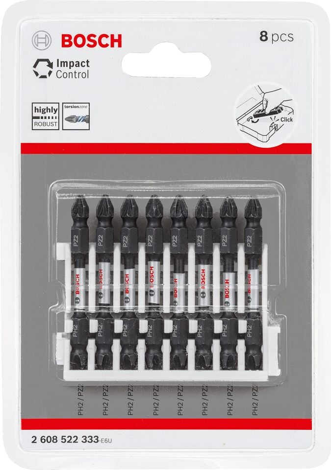 Bosch Impact Control Bits Vidalama Çift Uç PZ2x65mm 8'li