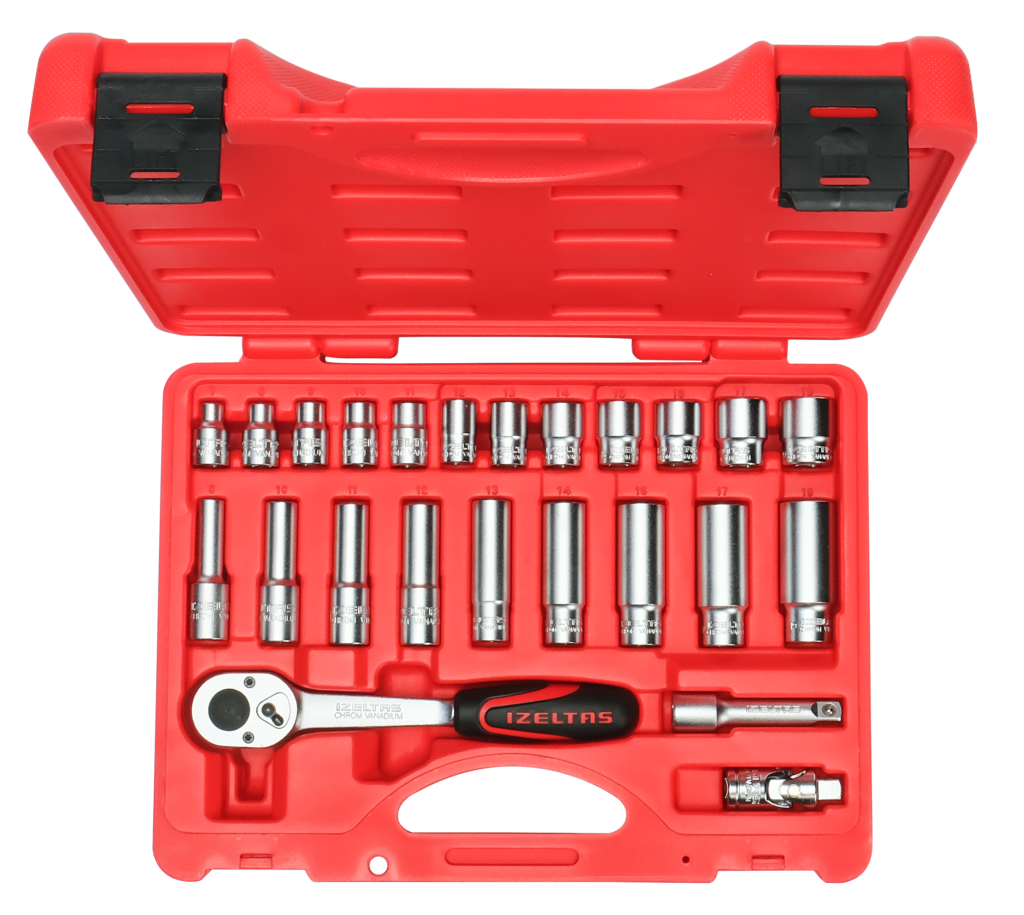 İzeltaş 3/8” Altı Köşe Lokma Anahtar Set (24 parça, mm)