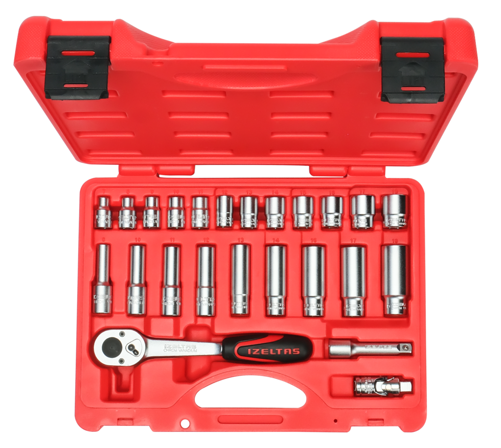 İzeltaş 3/8” Altı Köşe Lokma Anahtar Set (24 parça, mm)