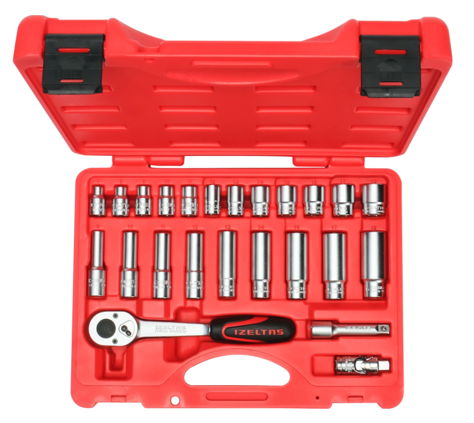 İzeltaş 3/8” Altı Köşe Lokma Anahtar Set (24 parça, mm)