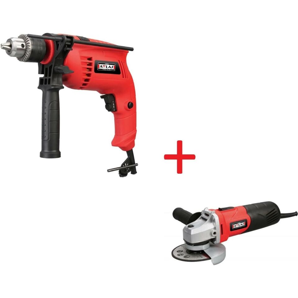 Attlas 2 Li  Makina 2 Akülü Set 18V 4.0Ah (Kömürsüz Darbeli Matkap , Kömürsüz Avuç Taşlama Makinesi )