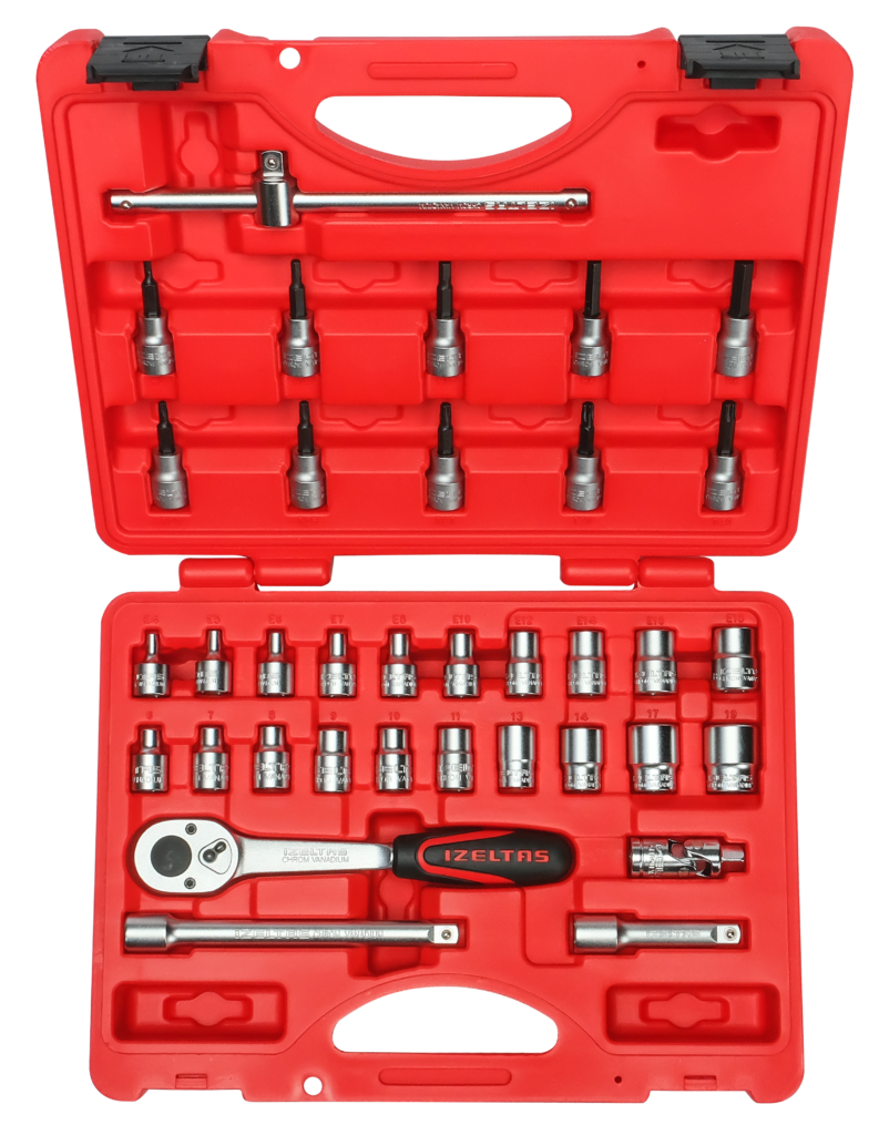 İzeltaş 3/8” Altı Köşe Lokma Anahtar  & Lokma Allen Set  (35 parça, mm)