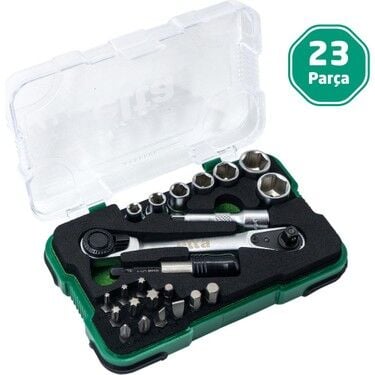 Elta 1/4” Cırcır Lokma Anahtar & Bits Set (23 parça, mm)