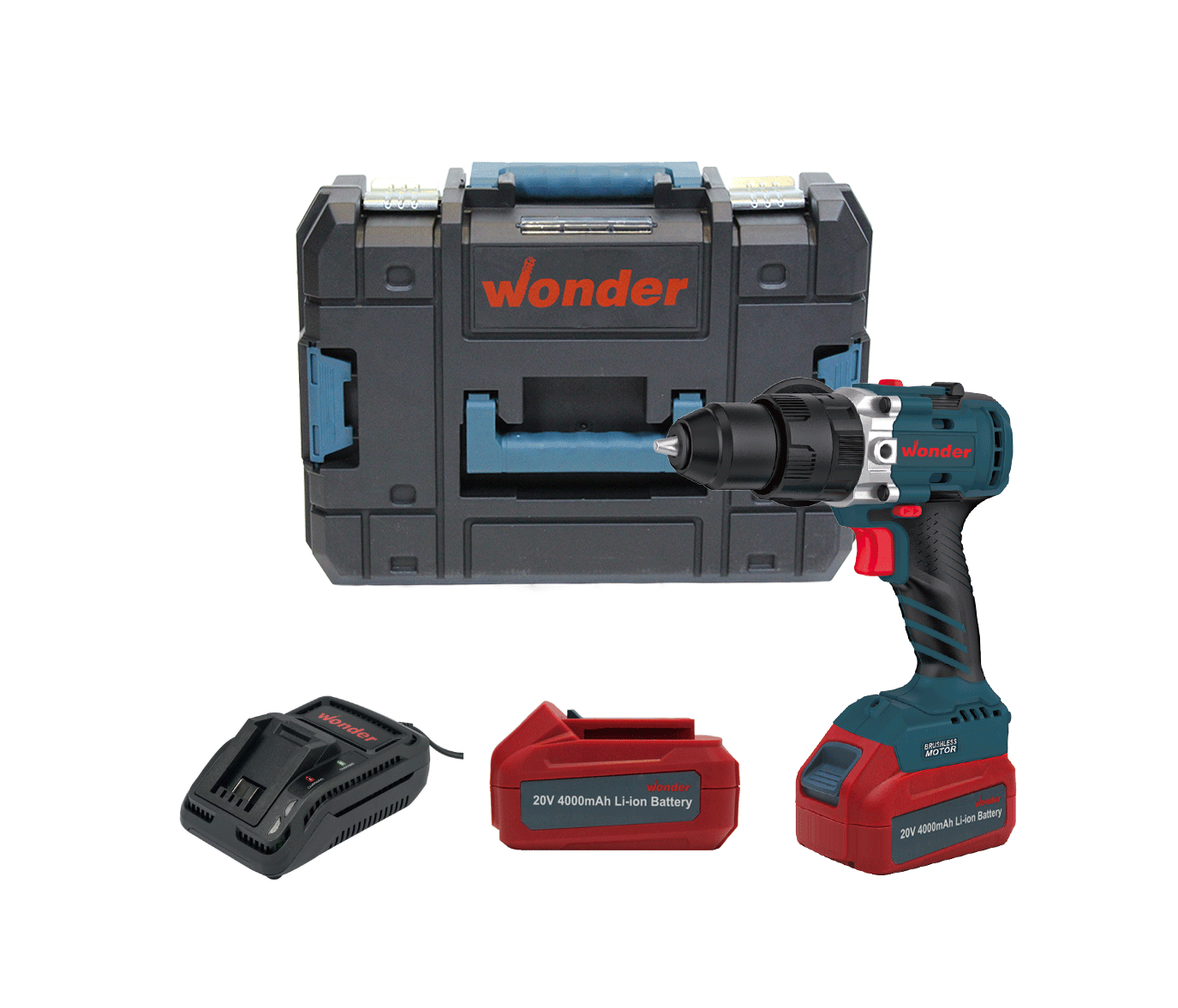 Wonder WAM25S4 20V 4.0Ah Li-ion Çift Akülü Kömürsüz Darbeli Matkap 80Nm