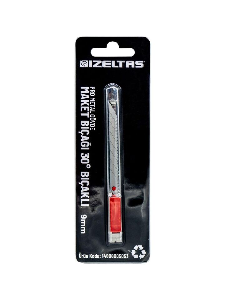 İzeltaş Pro Metal Gövde Maket Bıçağı 30° Açılı Bıçak 9 mm