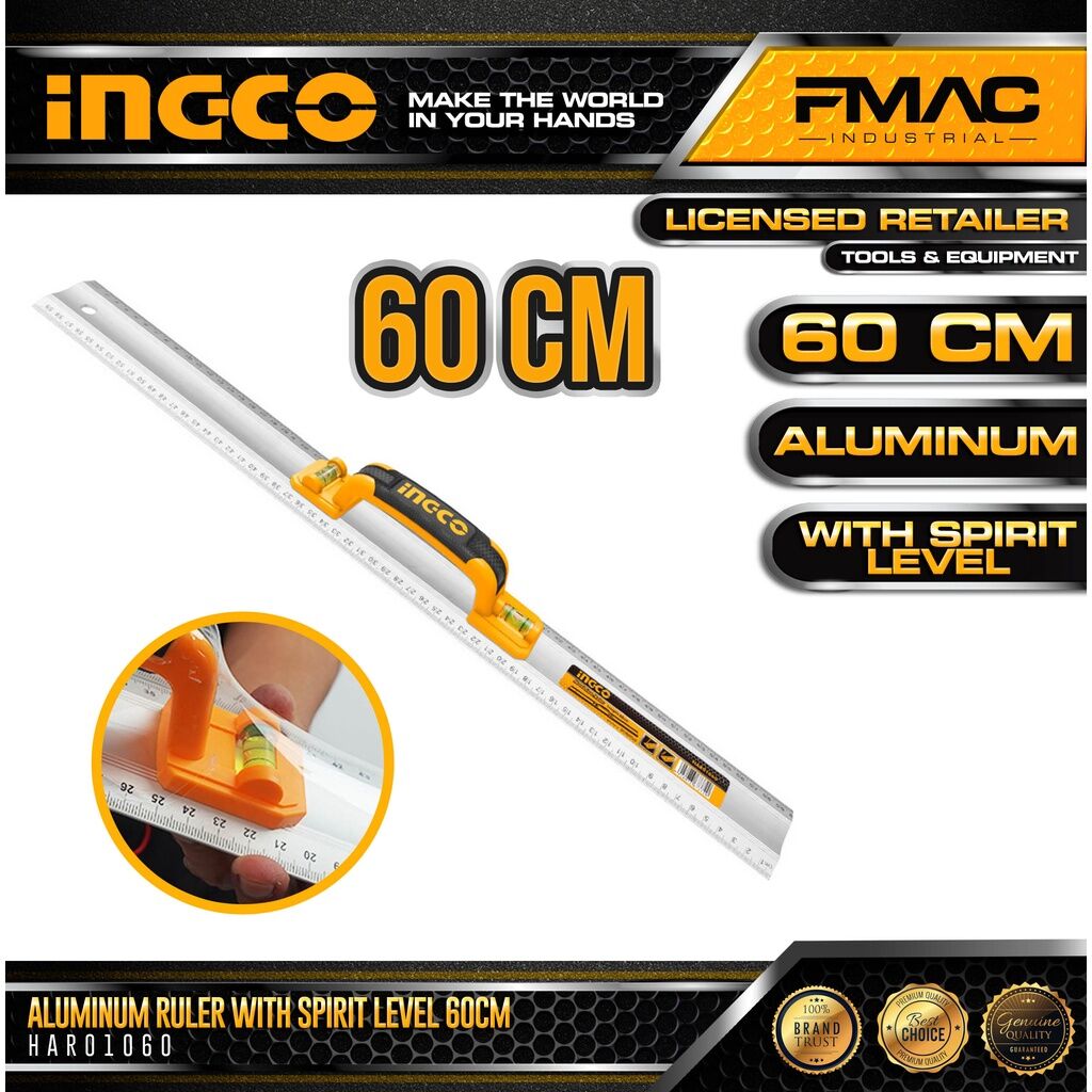 İNGCO Cetvelli Alüminyum Su Terazisi 60cm