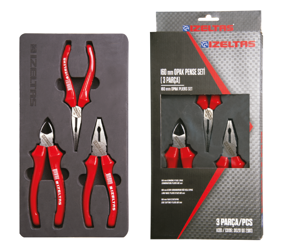 İzeltaş Opak İzole Pense 160mm 3'lü Set