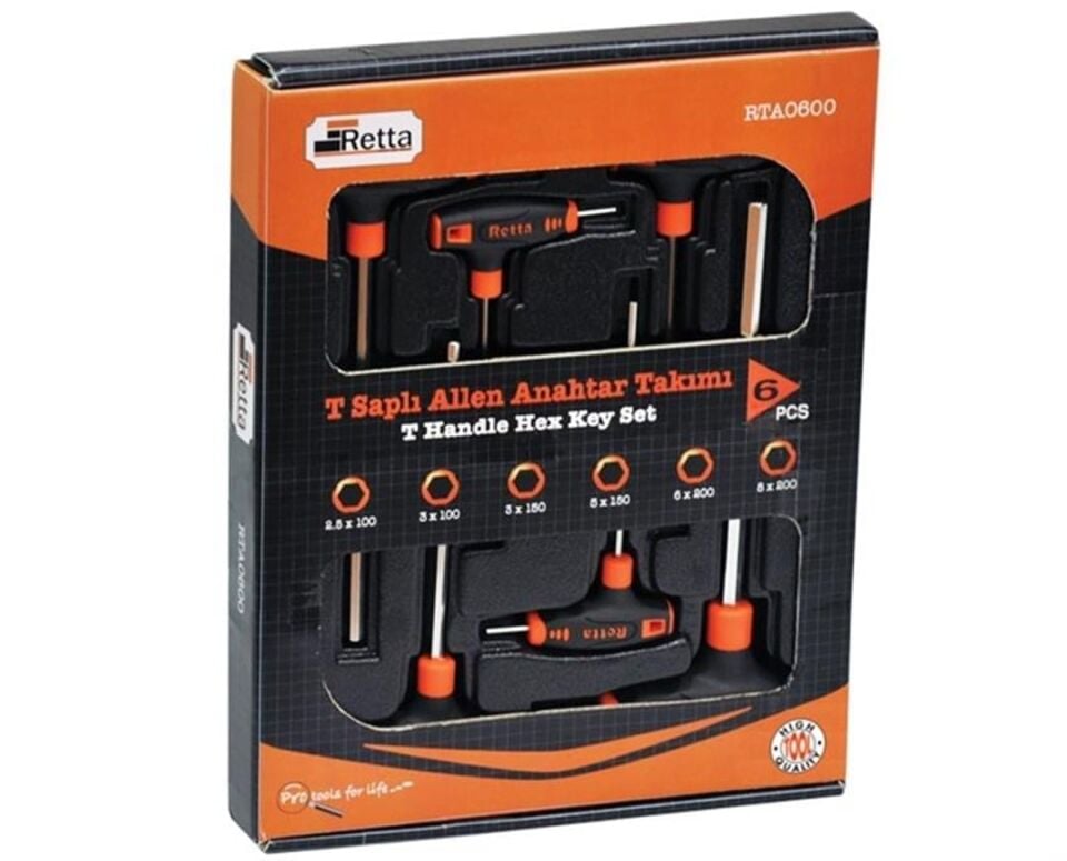 RETTA Yuvarlak Başlı T Tipi Allen Anaktar Takımı 6 Parça